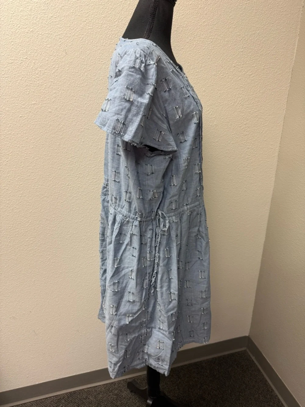 LOFT Chambray Dress XL Blue Button Front Boho Cotton Summer Midi Casual - Picture 6 of 9